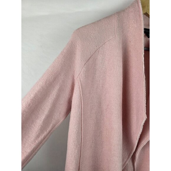 Tahari Women's Jacket Size Medium Pink Open Front Long Trench Coat Wool Blend - Picture 6 of 15